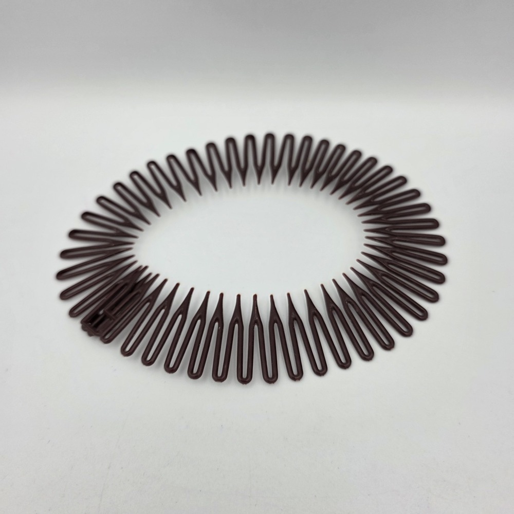 Vtg Goody Adjustable Nylon Flexible Comb #1059 Headband Plastic USA Brown 1980's